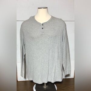 Basic Editions mens 2XL gray Henley long sleeve